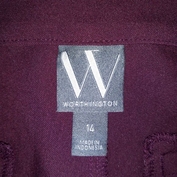 Worthington Trousers With Split Hems Pants Womens Size 14 Wine Pants Career Work - Picture 8 of 13